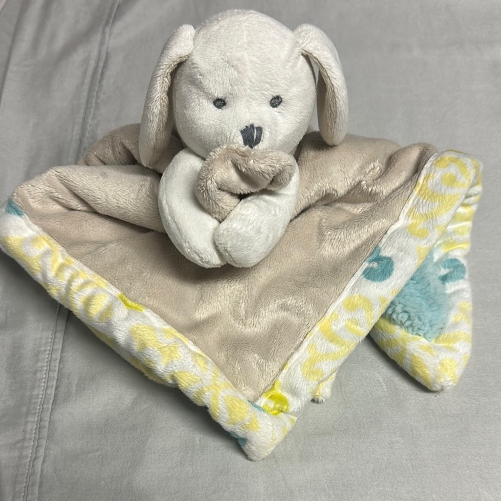 🐥 Blankets & Beyond - Plush Bunny Security lovey Blanket with sherpa back
